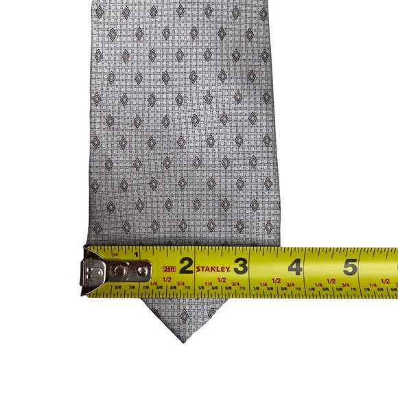 Mario Masotti Mens Silk Necktie Grey Geometric Hand Made Office Gift Fathers Day - Picture 9 of 13